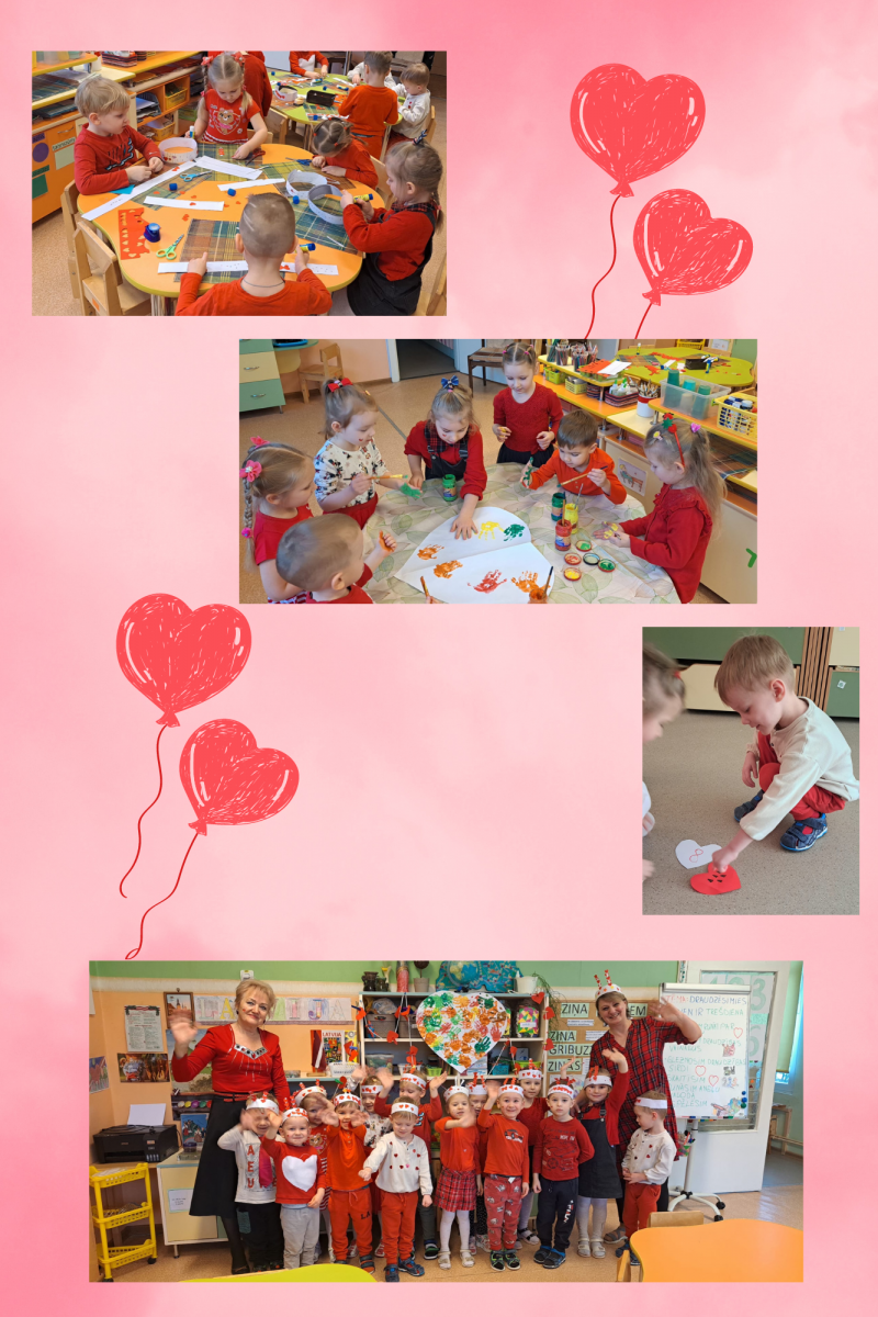 Pink Red Pastel Happy Valentine's Day Photo Collage - 1